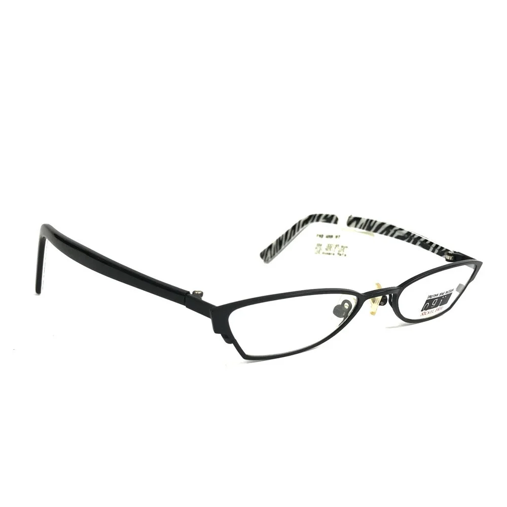ogi Petite Eyeglasses Frames 9019 COL. 10 Black White Cat Eye Full Rim 48-18-135